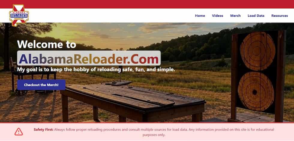 Alabama Reloader Website with Hosted Merch Store Integration