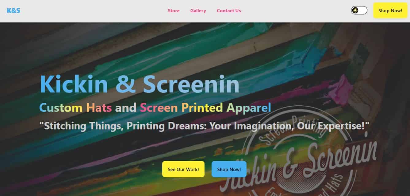 Kickin & Screenin Website Redesign #2