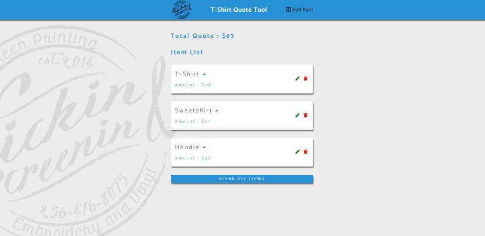 Kickin & Screenin Internal Quote Tool